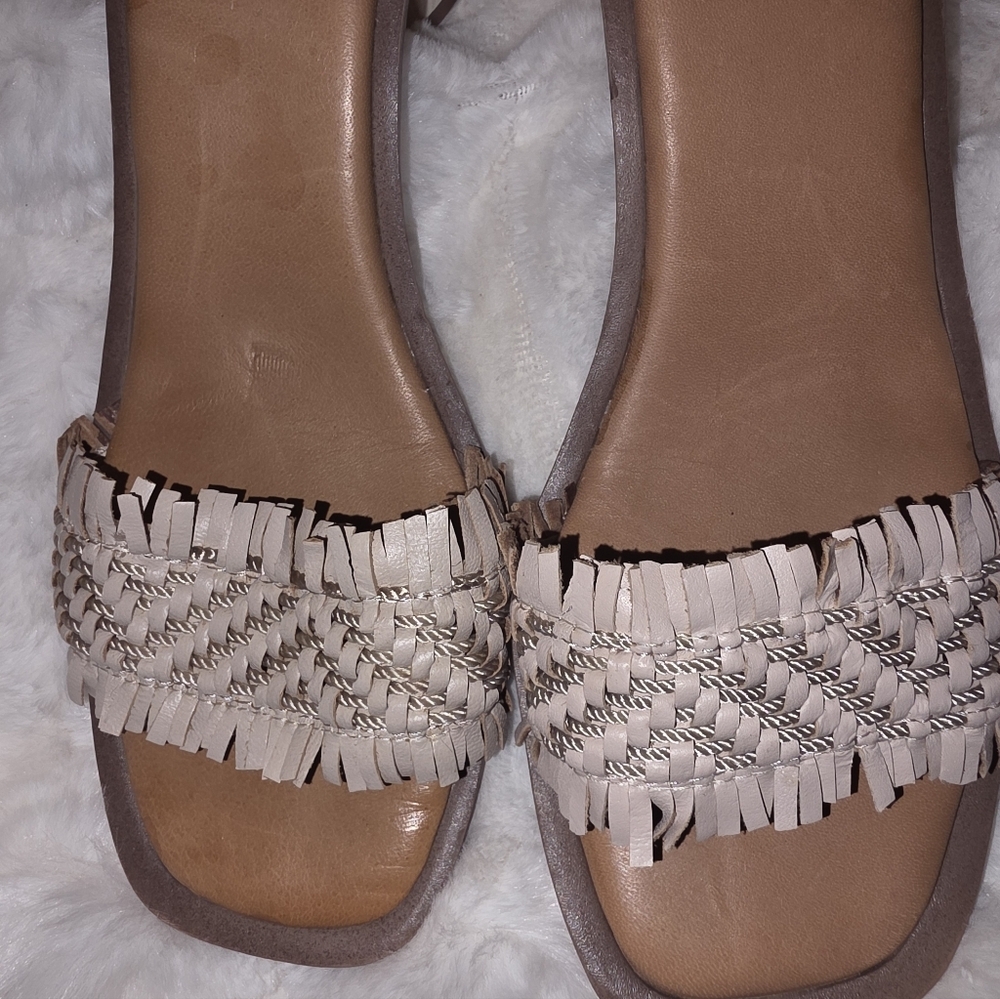 Sarto by Franco Sarto Razia Fringe Heeled Sandals - cream